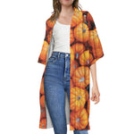 Pumpkin Print Open Front Beach Cover Up