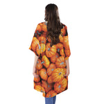 Pumpkin Print Open Front Beach Cover Up