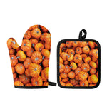 Pumpkin Print Oven Mitt And Pot Holder Set
