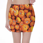 Pumpkin Print Pencil Mini Skirt