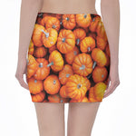 Pumpkin Print Pencil Mini Skirt