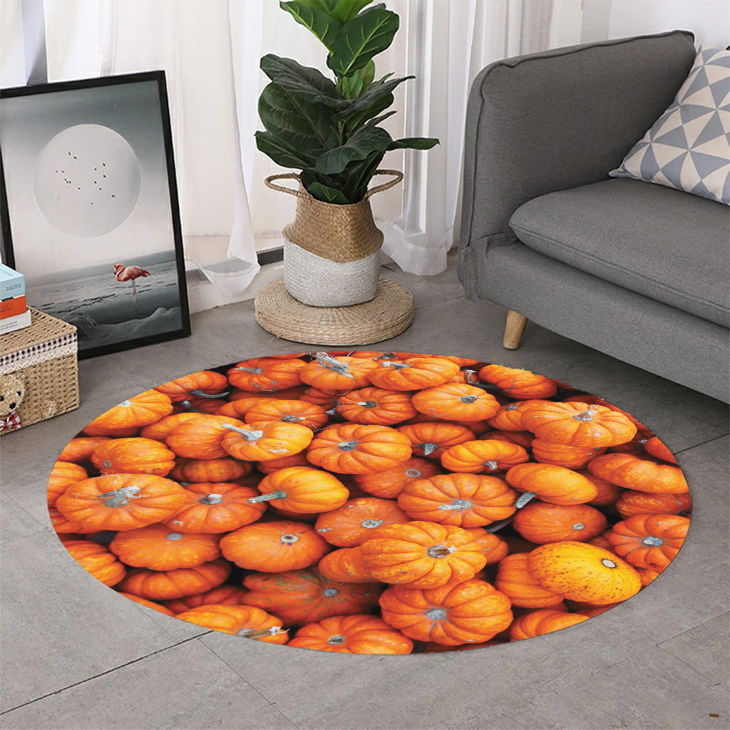 Pumpkin Print Round Rug