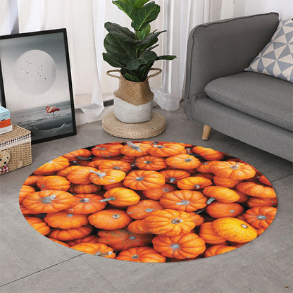 Pumpkin Print Round Rug
