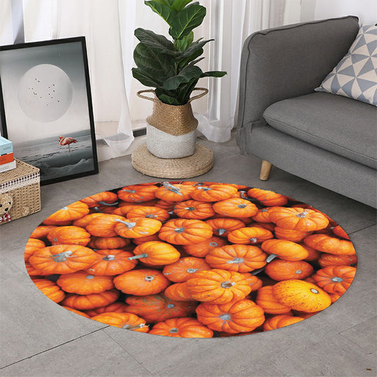 Pumpkin Print Round Rug