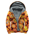 Pumpkin Print Sherpa Lined Zip Up Hoodie