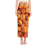 Pumpkin Print Side Slit Maxi Skirt