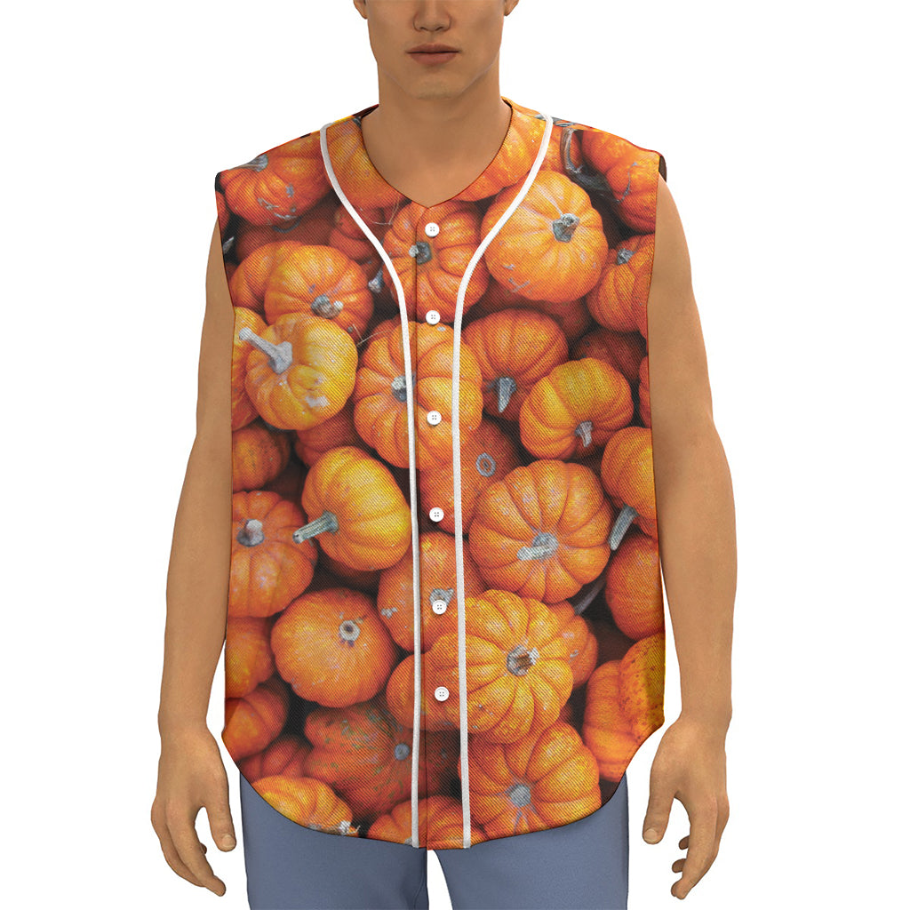 Pumpkin Print Sleeveless Baseball Jersey