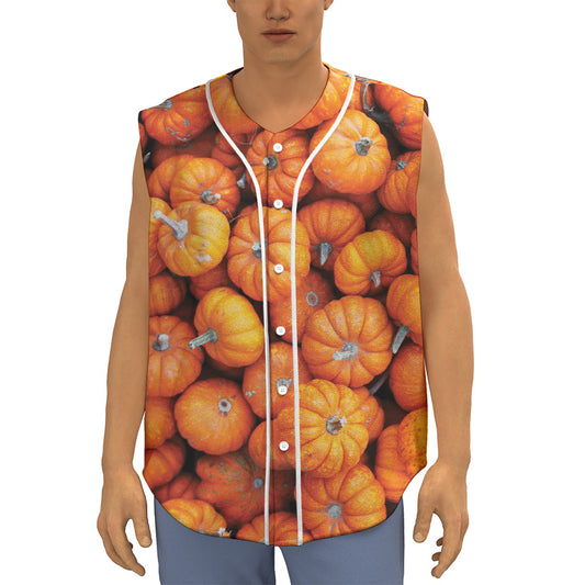 Pumpkin Print Sleeveless Baseball Jersey