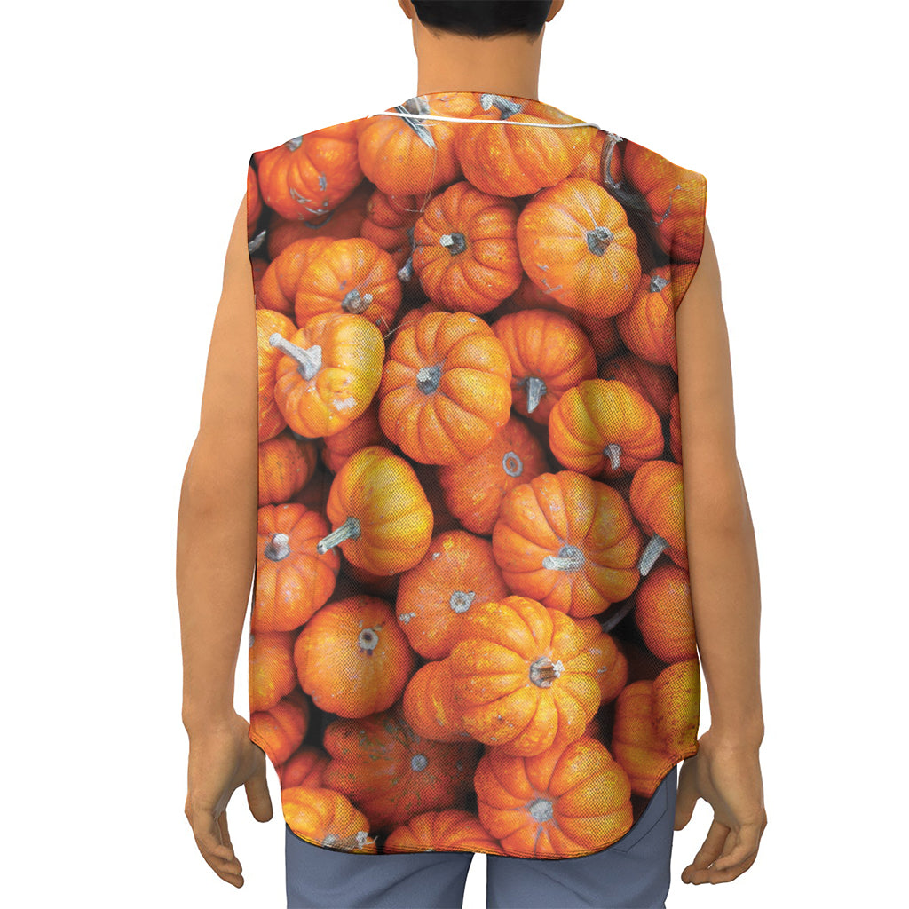 Pumpkin Print Sleeveless Baseball Jersey