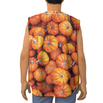 Pumpkin Print Sleeveless Baseball Jersey