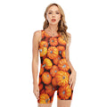 Pumpkin Print Sleeveless One Piece Swimsuit