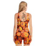 Pumpkin Print Sleeveless One Piece Swimsuit