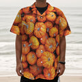 Pumpkin Print Textured Short Sleeve Shirt