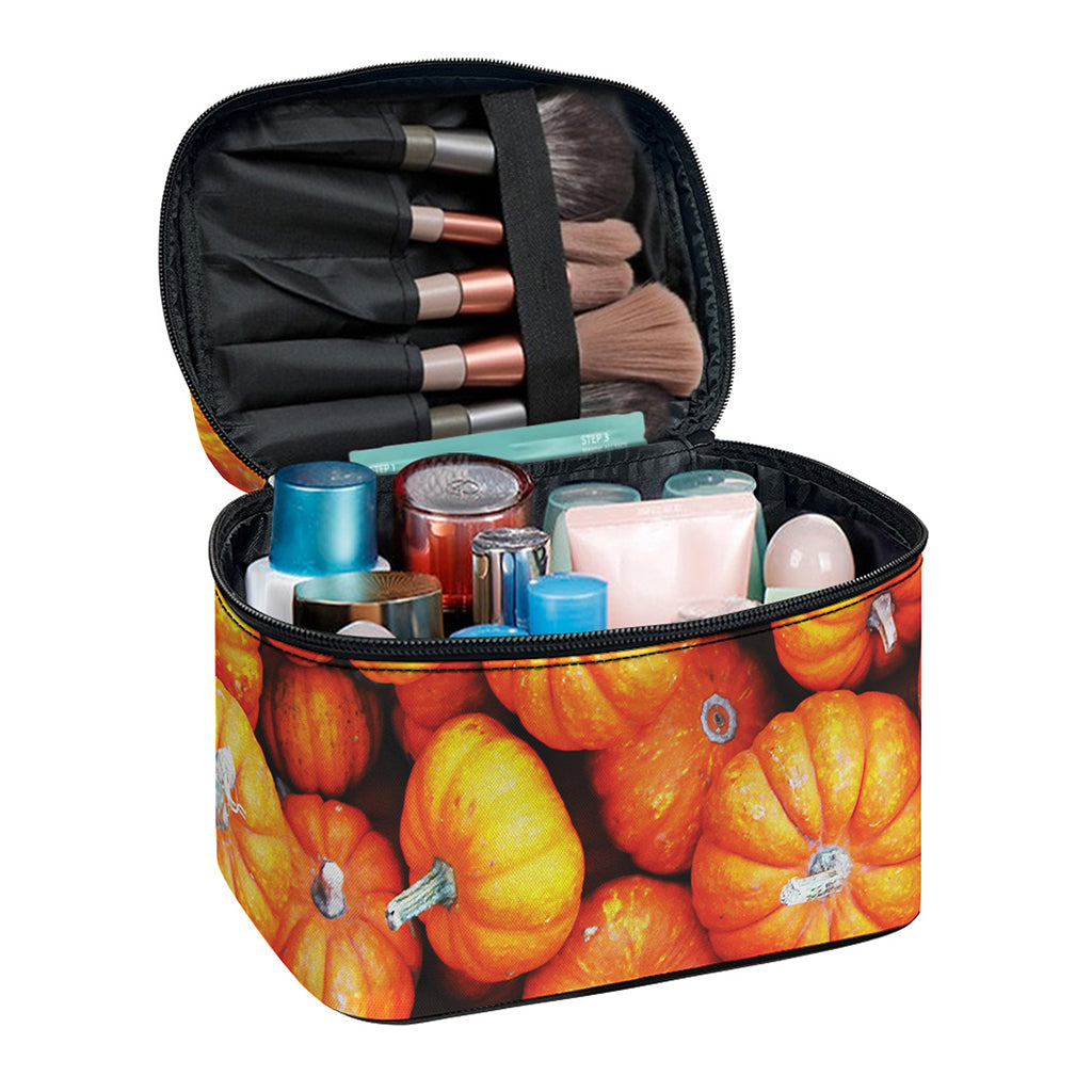 Pumpkin Print Travel Makeup Bag