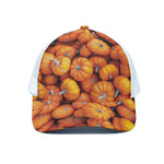 Pumpkin Print White Mesh Trucker Cap