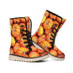 Pumpkin Print Winter Boots