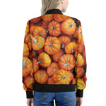 Pumpkin Print Women's Bomber Jacket