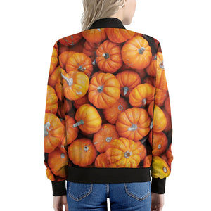 Pumpkin Print Women's Bomber Jacket