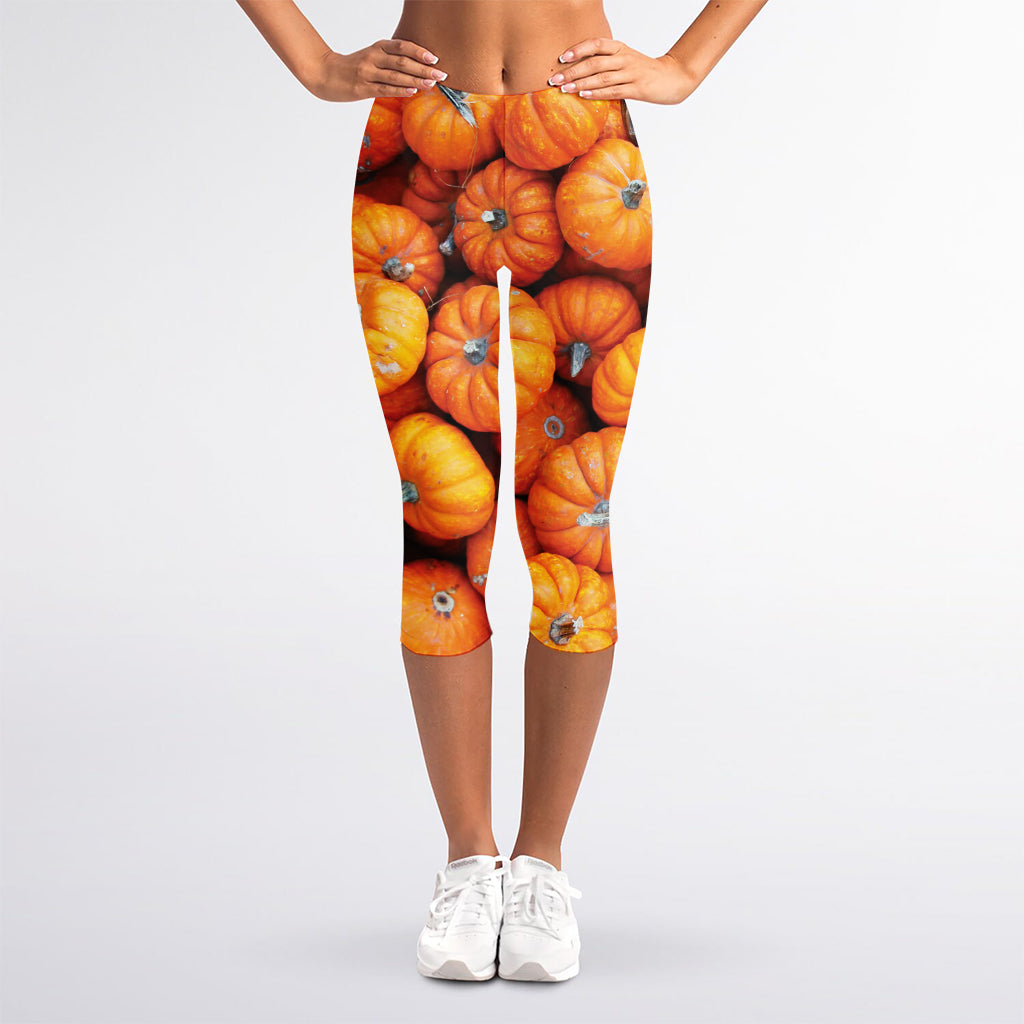 Pumpkin Print Women's Capri Leggings