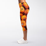 Pumpkin Print Women's Capri Leggings