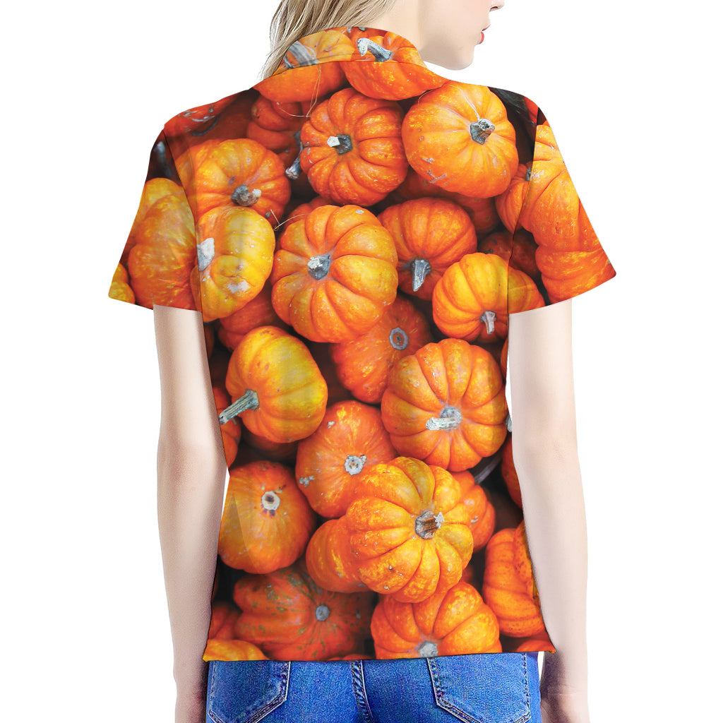 Pumpkin Print Women's Polo Shirt