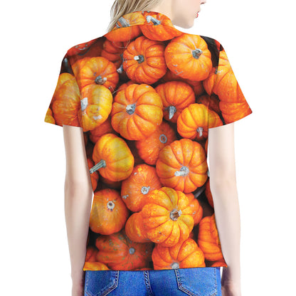 Pumpkin Print Women's Polo Shirt