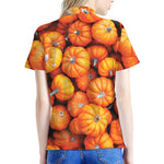 Pumpkin Print Women's Polo Shirt