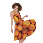 Pumpkin Print Women's Sleeveless Dress