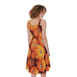 Pumpkin Print Women's Sleeveless Dress