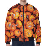 Pumpkin Print Zip Sleeve Bomber Jacket
