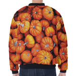 Pumpkin Print Zip Sleeve Bomber Jacket