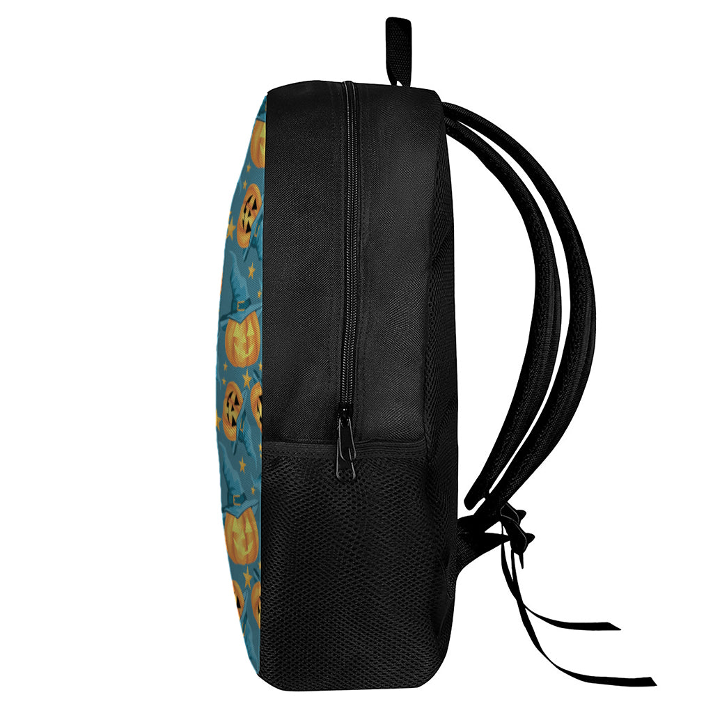 Pumpkin With Witch Hat Pattern Print 17 Inch Backpack