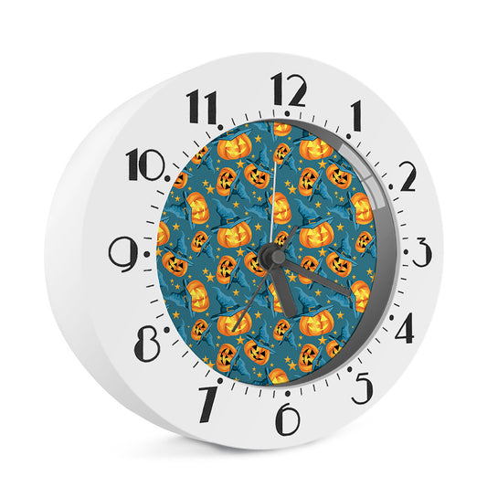 Pumpkin With Witch Hat Pattern Print Alarm Clock