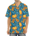 Pumpkin With Witch Hat Pattern Print Aloha Shirt