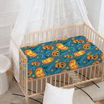 Pumpkin With Witch Hat Pattern Print Baby Crib Sheet