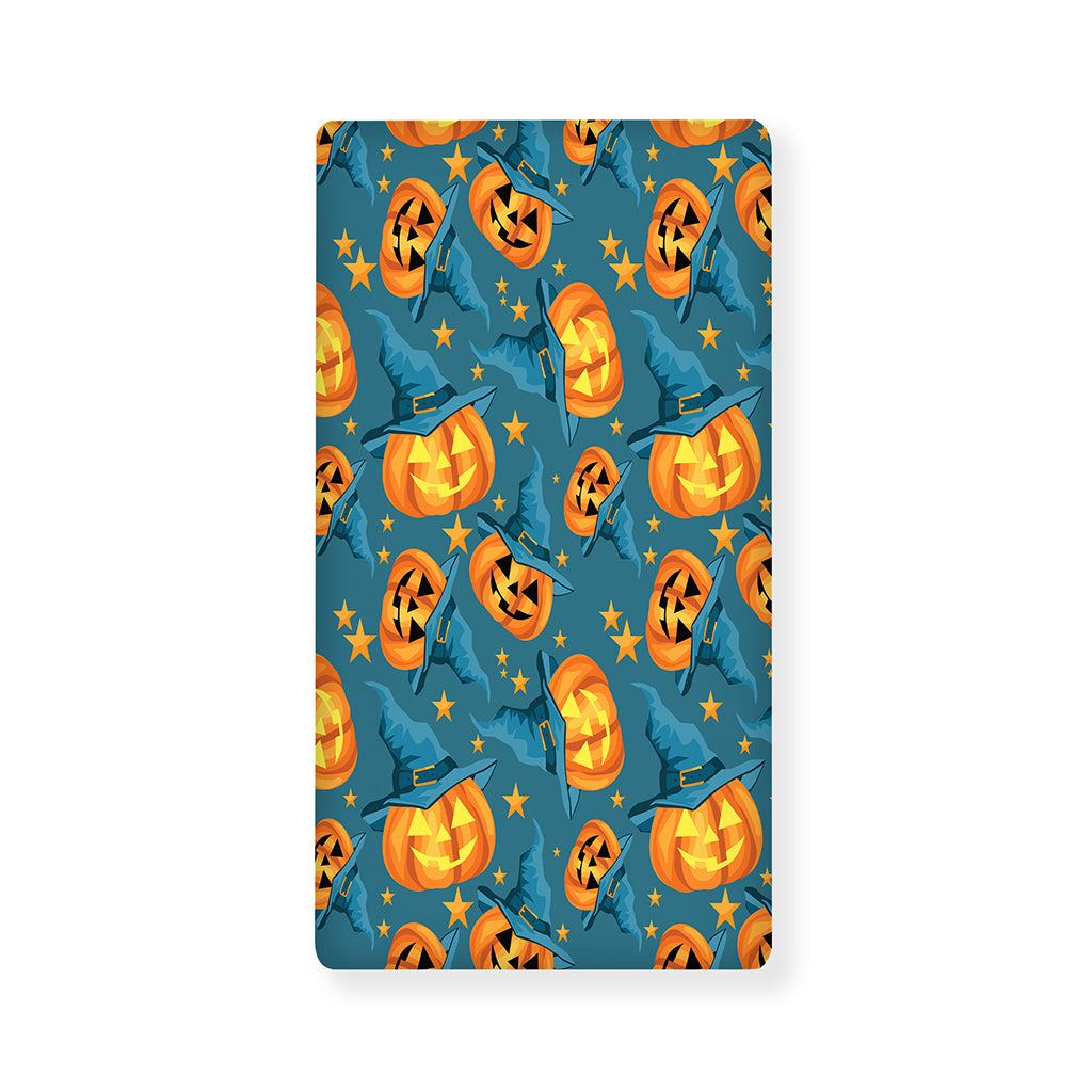 Pumpkin With Witch Hat Pattern Print Baby Crib Sheet
