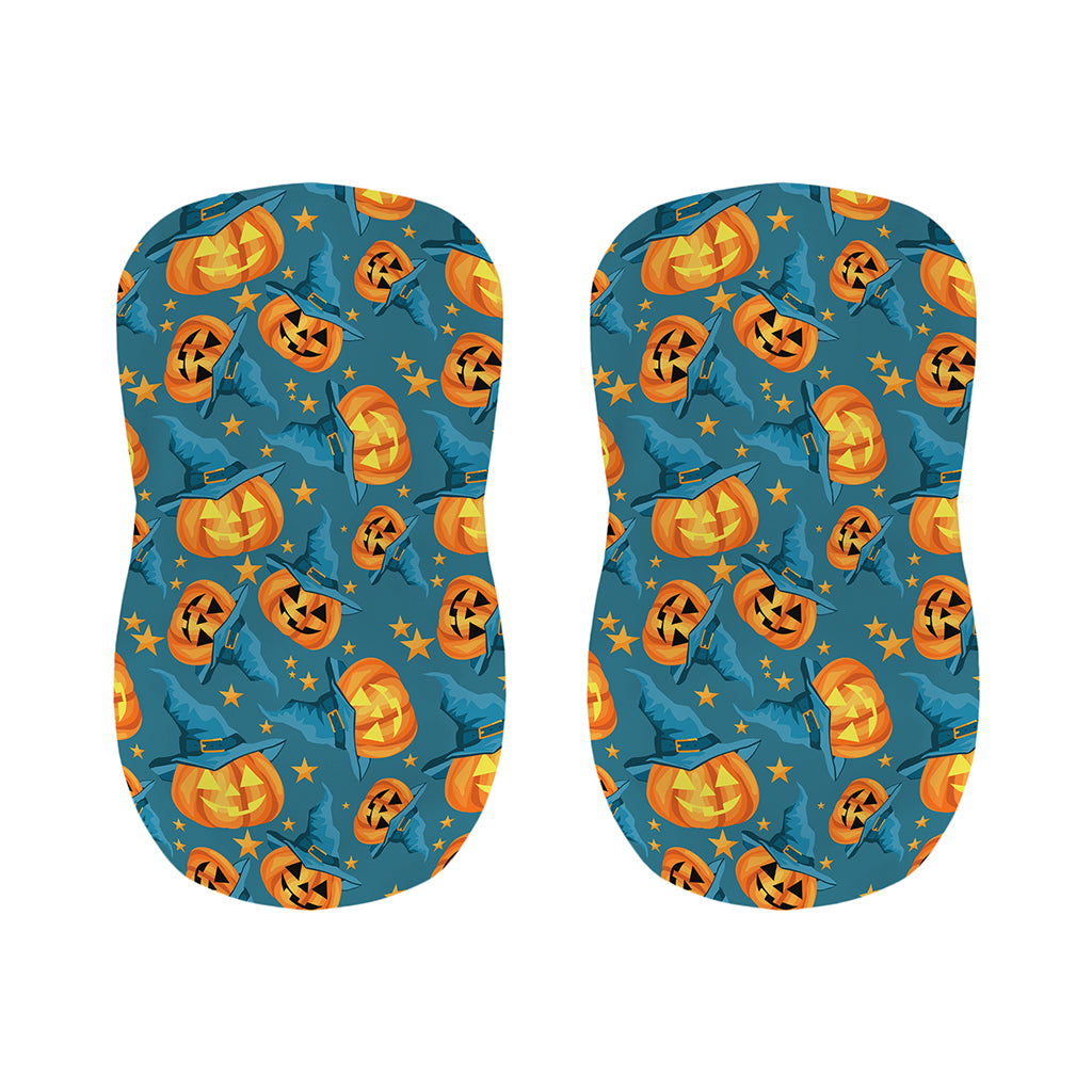 Pumpkin With Witch Hat Pattern Print Bar Stool Covers