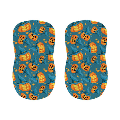 Pumpkin With Witch Hat Pattern Print Bar Stool Covers