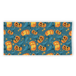 Pumpkin With Witch Hat Pattern Print Beach Towel