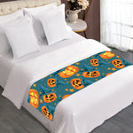 Pumpkin With Witch Hat Pattern Print Bed Runner