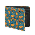 Pumpkin With Witch Hat Pattern Print Bifold Wallet