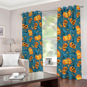 Pumpkin With Witch Hat Pattern Print Blackout Grommet Curtains