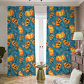 Pumpkin With Witch Hat Pattern Print Dimout Pencil Pleat Curtains