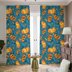 Pumpkin With Witch Hat Pattern Print Blackout Pencil Pleat Curtains