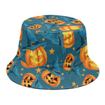 Pumpkin With Witch Hat Pattern Print Bucket Hat