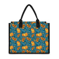 Pumpkin With Witch Hat Pattern Print Canvas Tote Bag