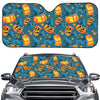 Pumpkin With Witch Hat Pattern Print Car Windshield Sun Shade