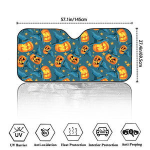 Pumpkin With Witch Hat Pattern Print Car Windshield Sun Shade