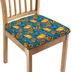 Pumpkin With Witch Hat Pattern Print Chair Cushion Cover