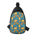 Pumpkin With Witch Hat Pattern Print Chest Bag